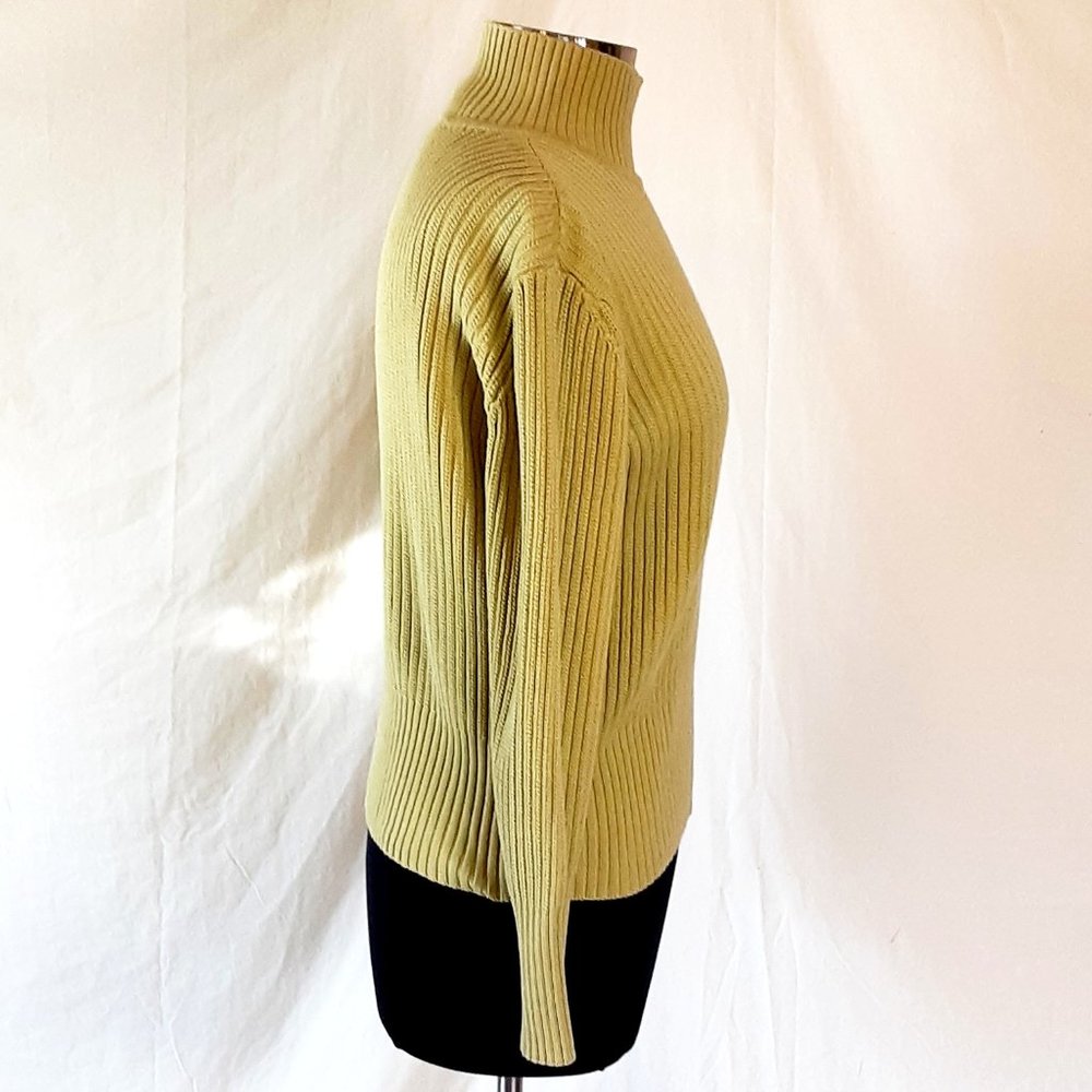 J Jill Subdued Lime Green 100% Cotton Knit Sweater - Picture 5 of 8